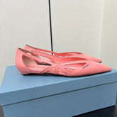 BRUSHED CUT-OUT BALLERINA FLAT IN SALMON PINK CALFSKIN