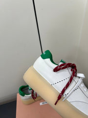 THICK-SOLED RETRO SNEAKERS IN WHITE MIX GREEN SMOOTH LAMBSKIN