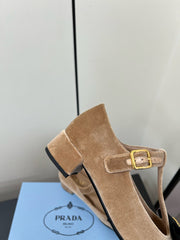 BOW MARY JANE PUMPS WITH T-STRAP IN PECAN PIE VELVET