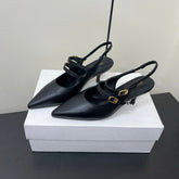 JUDY DOUBLE STRAP MARY JANE SLINGBACK IN BLACK SMOOTH CALFSKIN