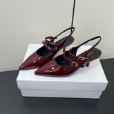 JUDY DOUBLE STRAP MARY JANE SLINGBACK IN BURGUNDY RED PATENT CALFSKIN
