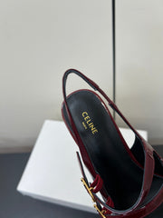 JUDY DOUBLE STRAP MARY JANE SLINGBACK IN BURGUNDY RED PATENT CALFSKIN
