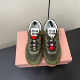 TYRE SNEAKERS IN DARK GREEN TECHNICAL FABRIC AND SUEDE WITH STICKER