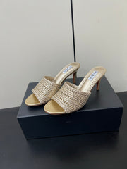 ALAIA HIGH HEEL 25S 70 MM IN GOLD LAMBSKIN WITH WOVEN PATTERN