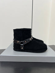 BALENCIAGA 25S ALASKA ANKLE BOOTS IN BLACK SUEDE AND LAMBSKIN WITH SILVER HARDWARE