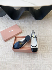 MARY JANE PUMPS IN BLACK MIX WHITE GLOSSY SHEEPSKIN