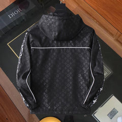 LV HOODED JACKET BLACK MIX WHITE MONOGRAM 239001