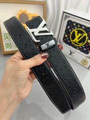 LV 25S BELT 38 MM IN BLACK CALFSKIN STAMP LOGO 593292