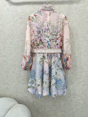 ZIMMER FLORAL DRESS WITH STAND COLLAR AND BELT 269180