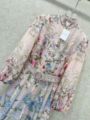 ZIMMER FLORAL DRESS WITH STAND COLLAR AND BELT 269180