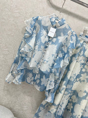 ZIMMER FLORAL PRINTED BLUE CHIFFON SET 269183