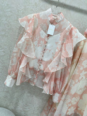 ZIMMER FLORAL PRINTED PINK CHIFFON SET 269185