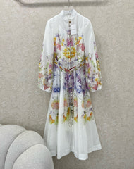 ZIMMERMANN LONG DRESS WITH A STAND COLLAR 275117