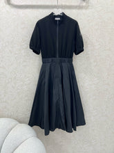 MONCLER SHORT-SLEEVE LONG DRESS WITH STAND COLLAR 275248