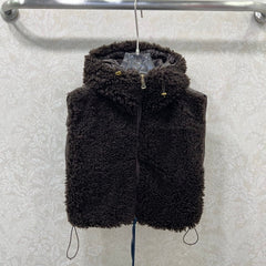 MONCLER 25S SHAGGY VEST IN BROWN 103