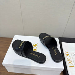 DIOR SANDAL 25S IN BLACK LAMBSKIN WITH GOLD HARDWARE