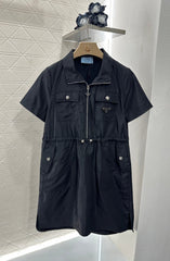 PRAD 25S SHORT SLEEVE DRAWSTRING DRESS 265563
