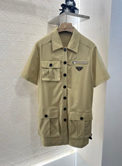 PRADA BELTED OFFICE DRESS WITH POCKETS 276513