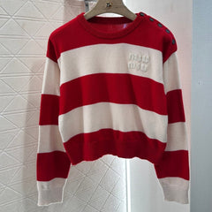 MIUMIU STRIPED CREW NECK SWEATER 276681