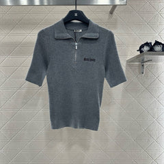 MIUMIU SHORT-SLEEVE KNIT POLO SHIRT STYLE 99
