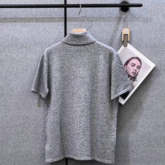 MIUMIU SHORT-SLEEVE TURTLENECK KNIT TOP STYLE 389