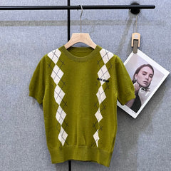 MIUMIU SHORT-SLEEVE KNIT TOP STYLE 367