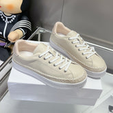 TELMA LACE-UP SNEAKER IN CREAM BEIGE LAMBSKIN AND RAFFIA