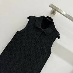 GUCCI SLEEVELESS KNIT POLO DRESS IN BLACK 267479