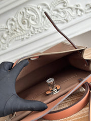 ZIP CABINE 31 BAG IN CHOCOLATE BROWN CANVAS AND BRONZE BROWN CALFSKIN