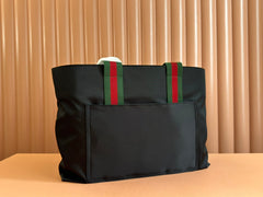 WEB STRIPE-STRAP TOTE BAG 45 IN BLACK CANVAS