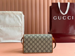 EMBLEM WALLET GG MONOGRAM 20 IN BEIGE AND DARK BROWN GG CALFSKIN