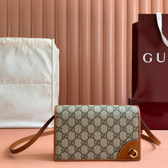 EMBLEM WALLET GG MONOGRAM 20 IN BEIGE AND DARK BROWN GG CALFSKIN