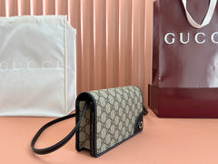 EMBLEM WALLET GG MONOGRAM 20 IN DARK BROWN AND BLACK CALFSKIN