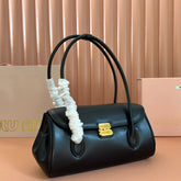 BEAU TOP HANDLE BAG 28 IN BLACK GLOSSY CALFSKIN GOLD HARDWARE