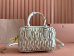 ARCADIE MATELASSÉ BAG 24 IN WHITE LAMBSKIN GOLD HARDWARE