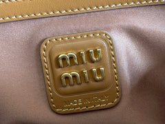 BEAU TOP HANDLE BAG 29 IN TAWNY BROWN GLOSSY CALFSKIN