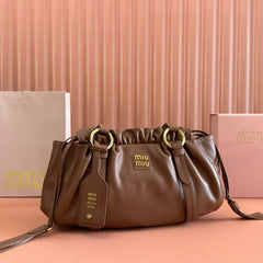 JOIE HAND BAG 32 IN BRUNETTE BROWN SHINY LAMBSKIN