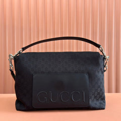 LARGE CROSSBODY BAG 36 IN BLACK CANVAS