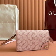EMBLEM WALLET GG MONOGRAM 20 IN LIGHT PINK SMOOTH CALFSKIN