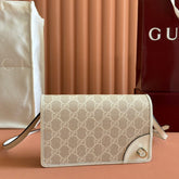 EMBLEM WALLET GG MONOGRAM 20 IN BEIGE AND WHITE SMOOTH CALFSKIN