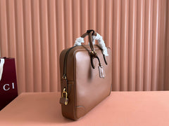 MEDIUM BRIEFCASE 40 IN BROWN CALFSKIN