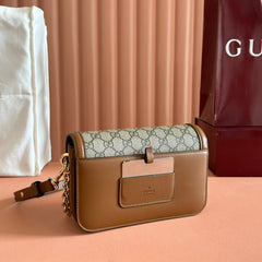 GO SMALL SHOULDER BAG 21.5 IN DARK GREY BROWN CALFSKIN