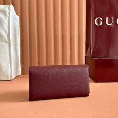 SOFTBIT CONTINENTAL WALLET 19 IN ROSSO ANCORA RED CALFSKIN GOLD HARDWARE