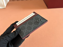 GG CARD CASE 10 BICOLOR IN GREY AND RED GG CALFSKIN