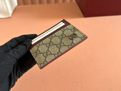 GG CARD CASE 10 IN BEIGE AND RED GG CALFSKIN