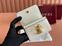 SOFTBIT CARD CASE 10.5 IN WHITE GRAINY CALFSKIN GOLD HARDWARE