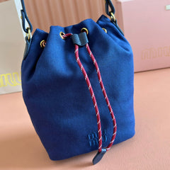 GABADINE POUCH 22.5 IN INDIGO RED CANVAS AMARANTH DRAWSTRING