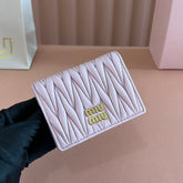 SMALL MATELASSÉ NAPPA LEATHER WALLET LIGHT PINK