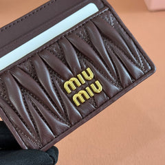 MATELASSÉ NAPPA LEATHER CARD HOLDER DARK BROWN