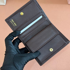 SMALL MATELASSÉ NAPPA LEATHER CARD HOLDER DARK BROWN